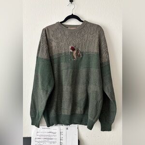 Vintage Golf Design Sweater Classic Green and Brown Crewneck Sweater